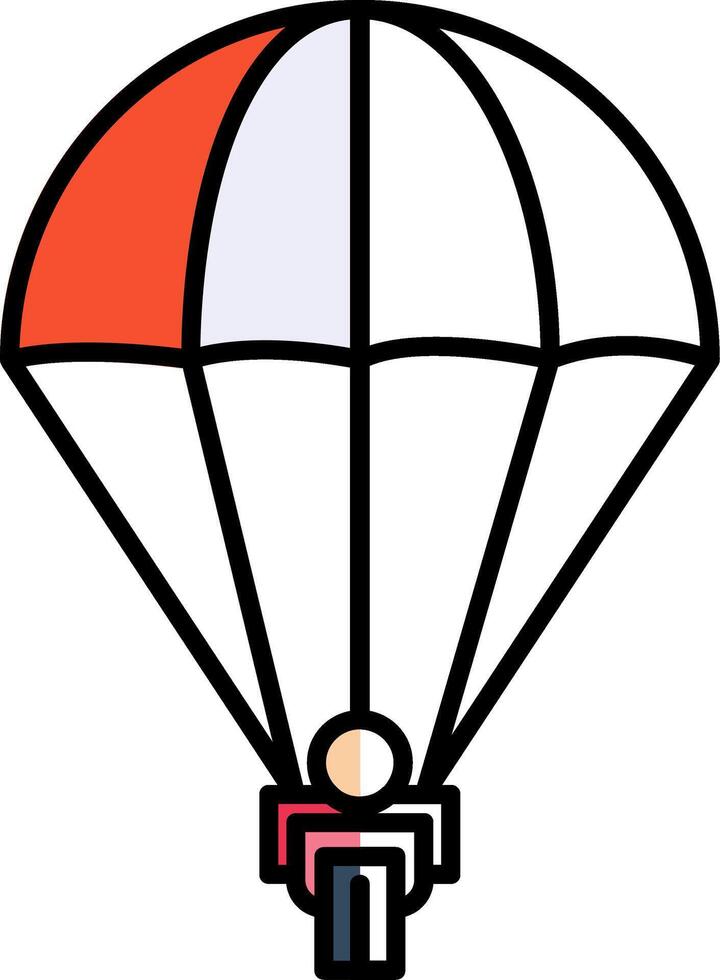 Fallschirmspringen gefüllt Hälfte Schnitt Symbol vektor
