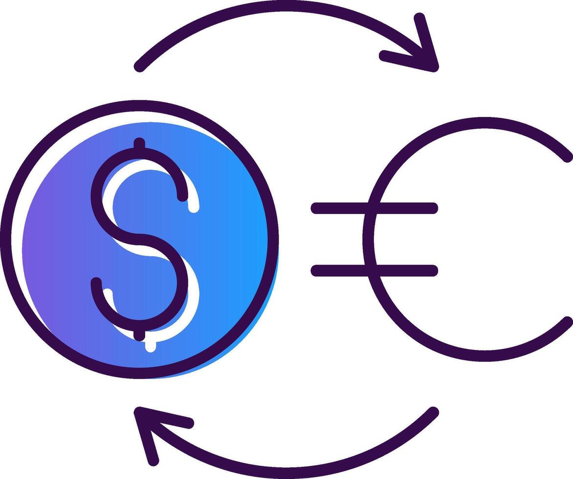 pengar utbyta lutning fylld ikon vektor
