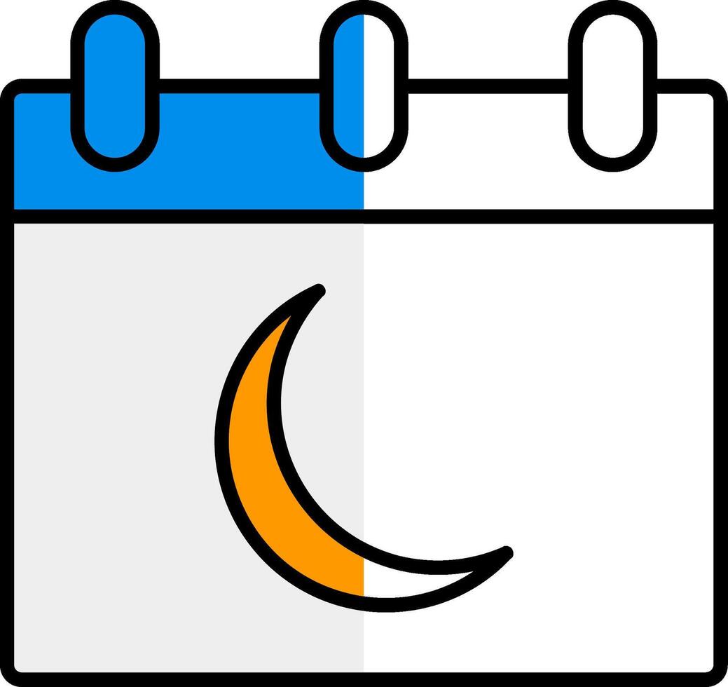 Mond Kalender gefüllt Hälfte Schnitt Symbol vektor