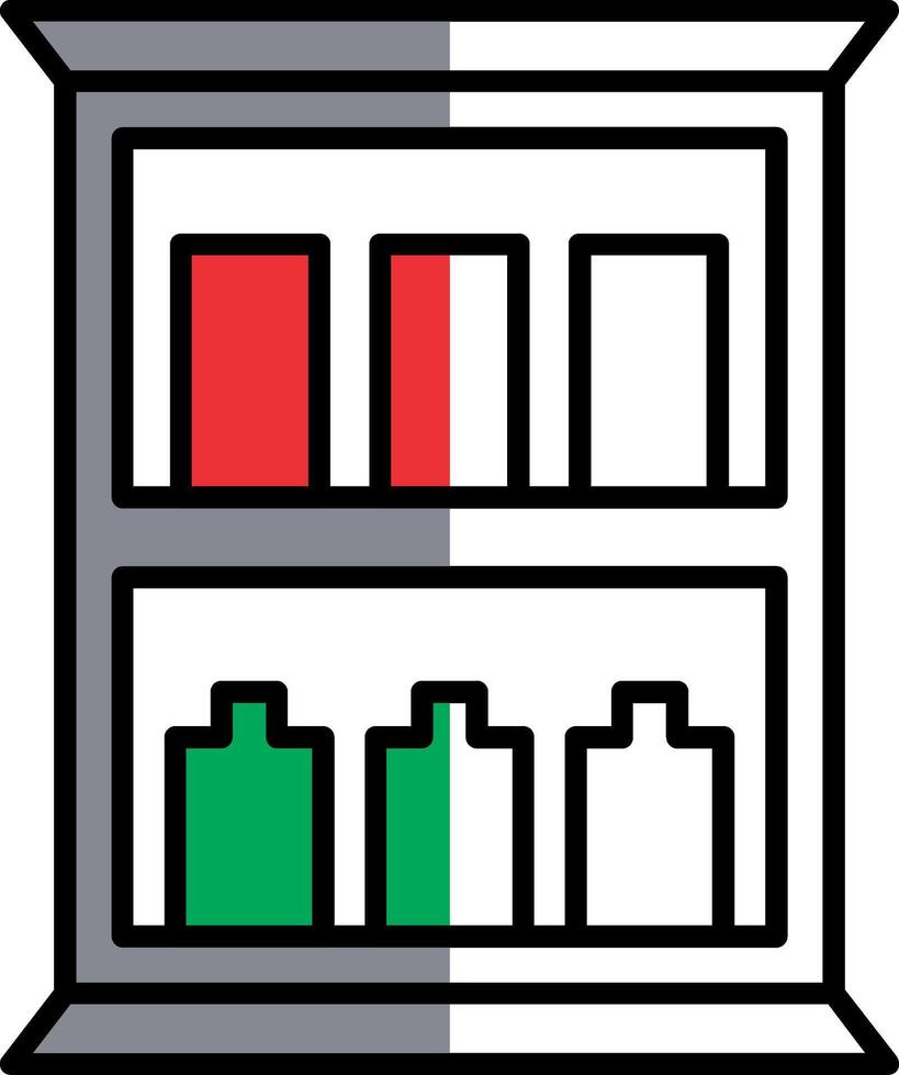 Medizin Kabinett gefüllt Hälfte Schnitt Symbol vektor