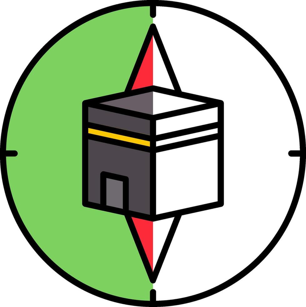 Qibla Kompass gefüllt Hälfte Schnitt Symbol vektor