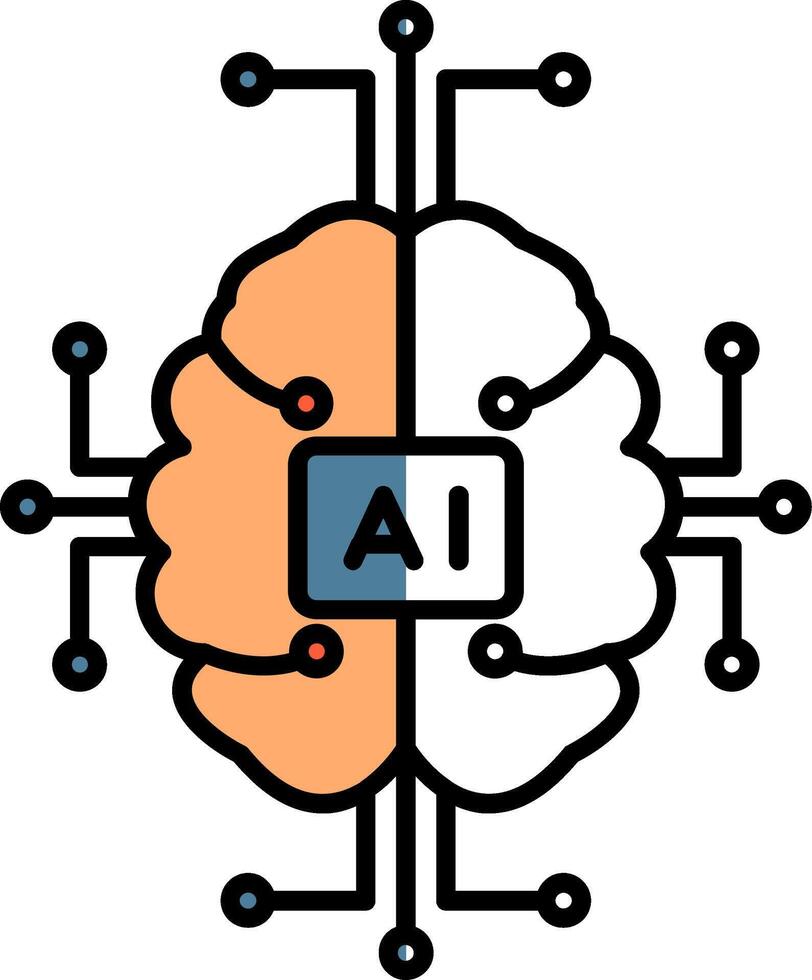 artificiell intelligens fylld halv skära ikon vektor