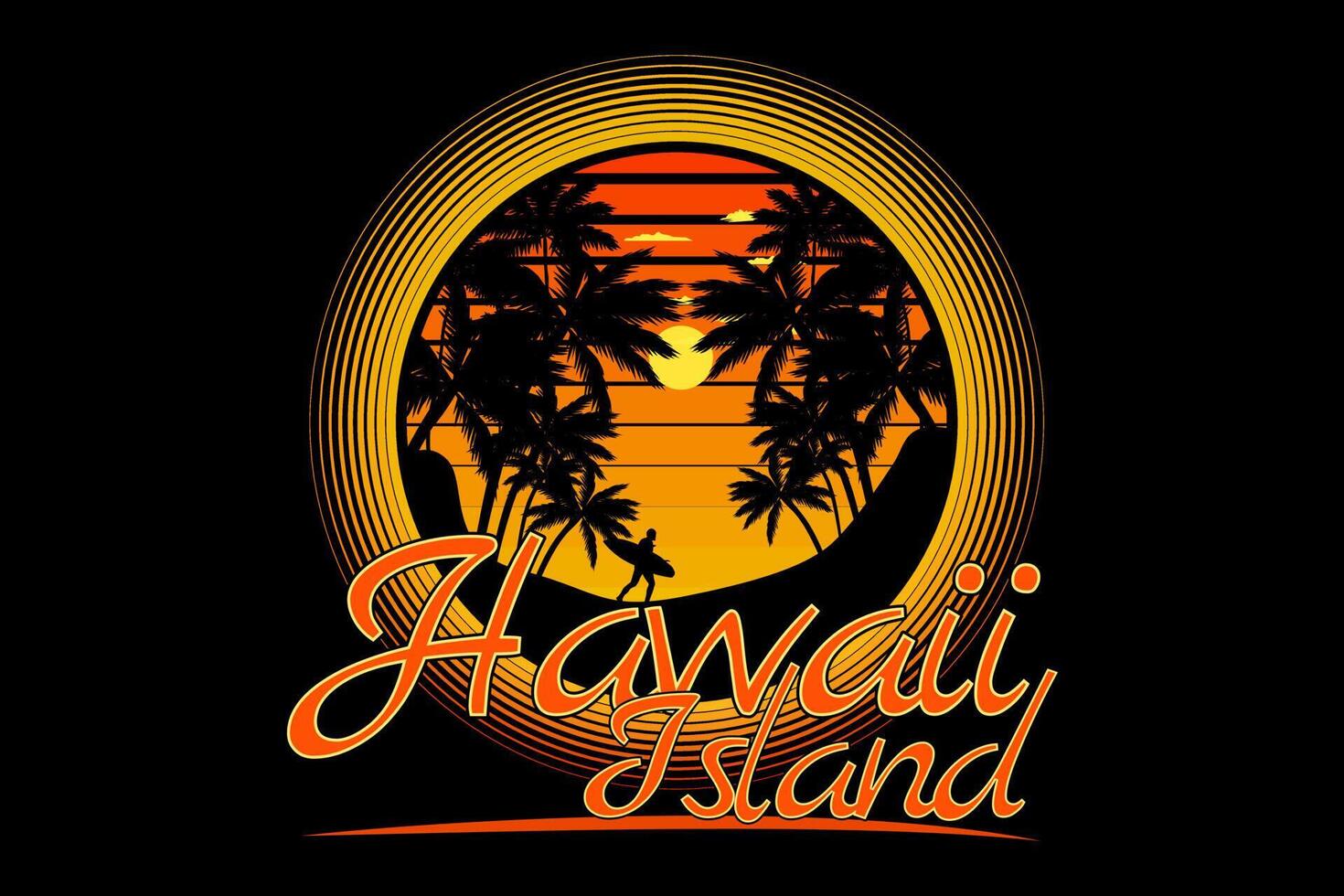 Hawaii-Insel Retro-Silhouette-Design vektor