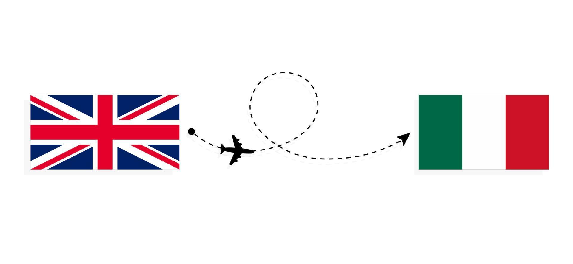 Flug und Reisen von Großbritannien nach Mexiko mit dem Reisekonzept für Passagierflugzeuge vektor