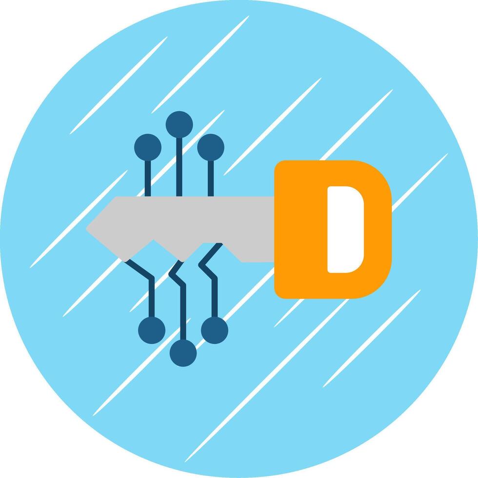 nyckel platt blå cirkel ikon vektor