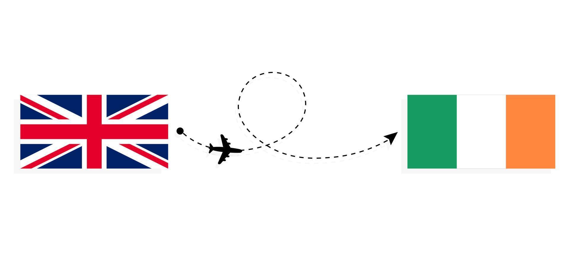 Flug und Reisen von Großbritannien nach Irland mit dem Reisekonzept für Passagierflugzeuge vektor