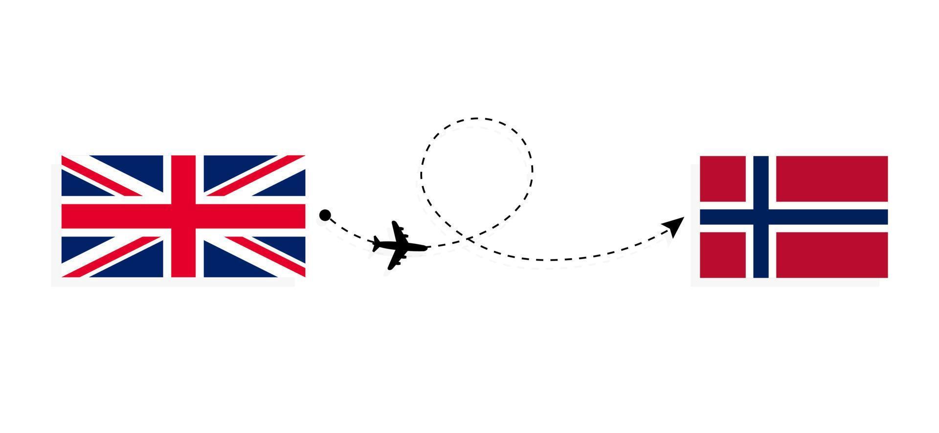 flyg och resor från Storbritannien till norge med passagerarflygplan vektor