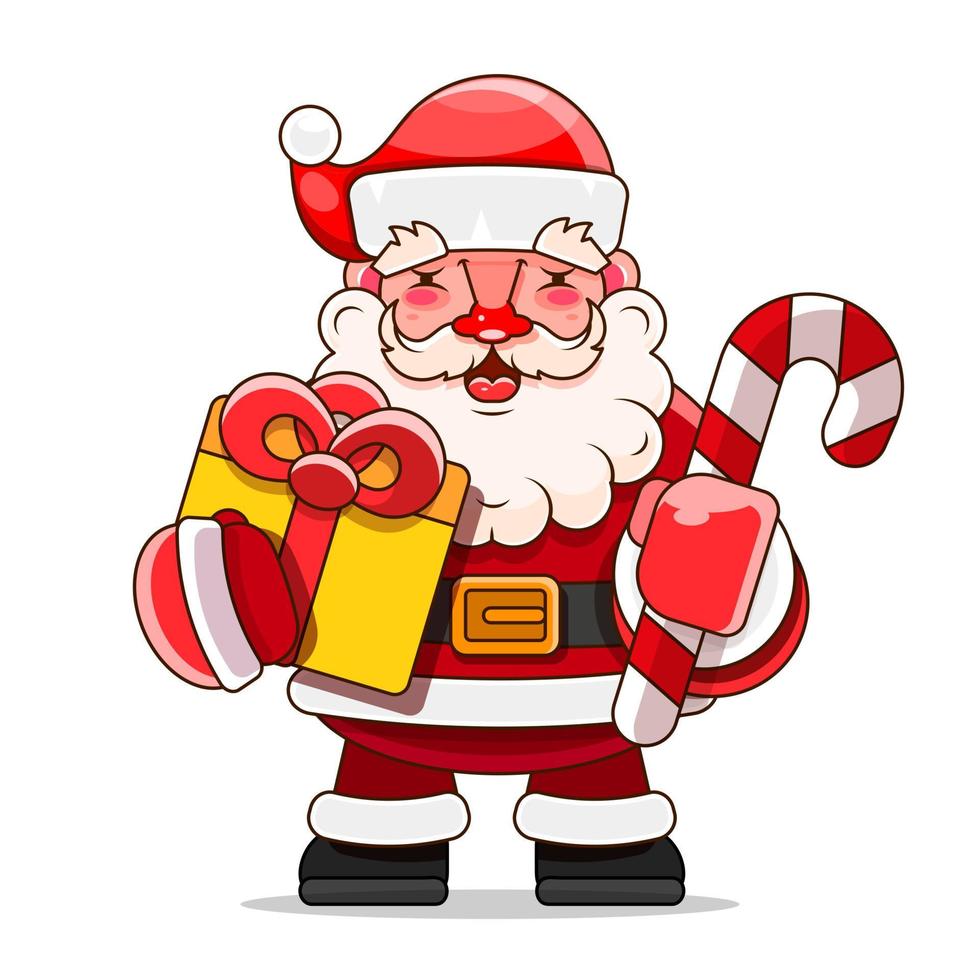 Weihnachtsmann mit Sack voller Geschenke. Frohe Weihnachten und ein glückliches Neues Jahr vektor