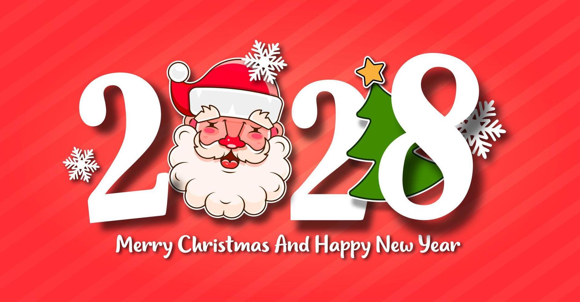 Jag önskar dig en god jul och gott nytt år vintage bakgrund med typografi. 2028 vektor