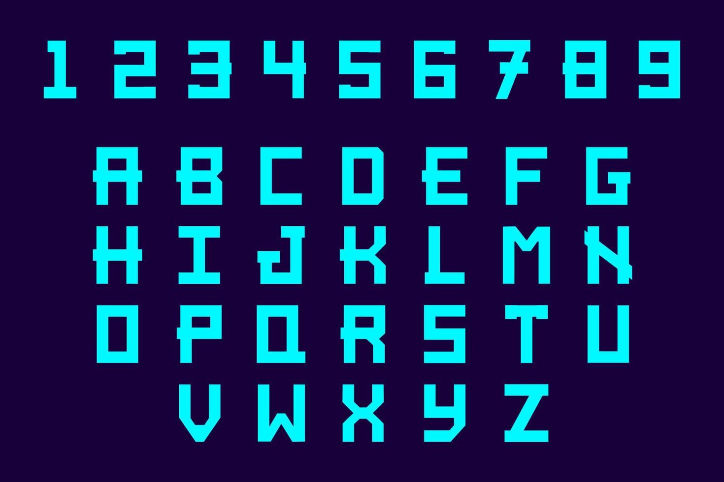abstrakte High-Tech-futuristische Zahlen und Zeichen. blaue moderne Großbuchstaben High-Tech-Schriften Alphabet abs und Zahlen auf blauem Hintergrund isoliert. vektor