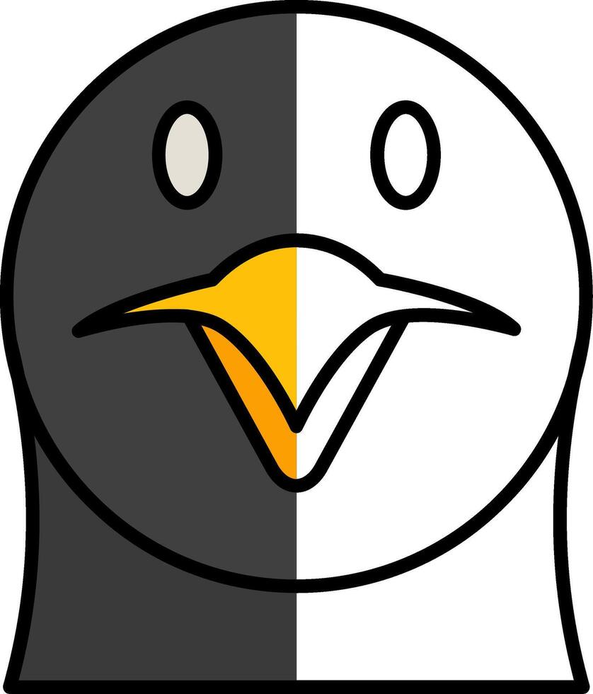 Pinguin gefüllt Hälfte Schnitt Symbol vektor