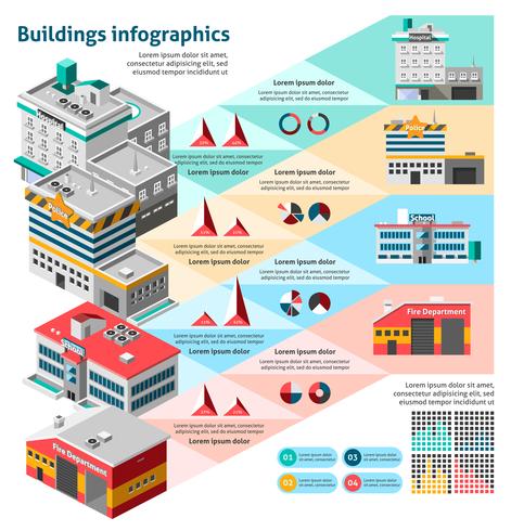 Byggnader Infographics Set vektor