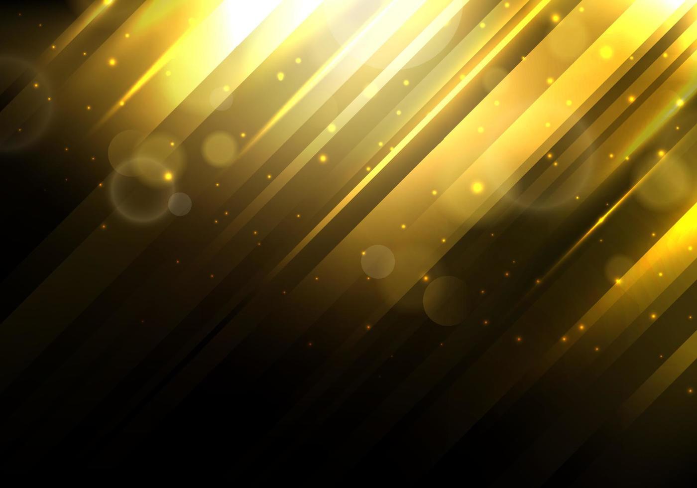 abstrakt shine gyllene suddig bakgrund med bokeh ljusa linjer och guld glitter på mörk bakgrund vektor