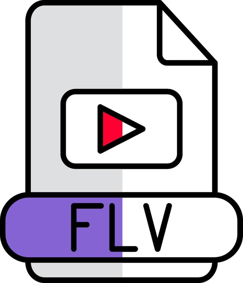 flv gefüllt Hälfte Schnitt Symbol vektor