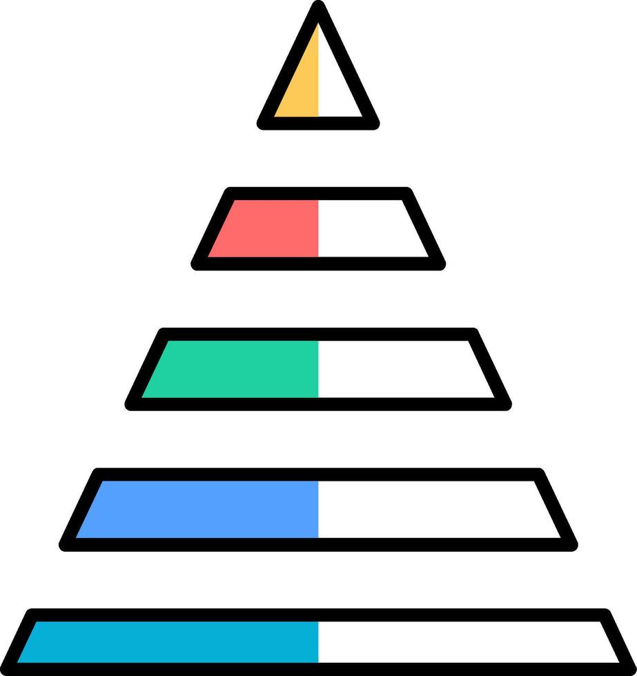 pyramid Diagram fylld halv skära ikon vektor