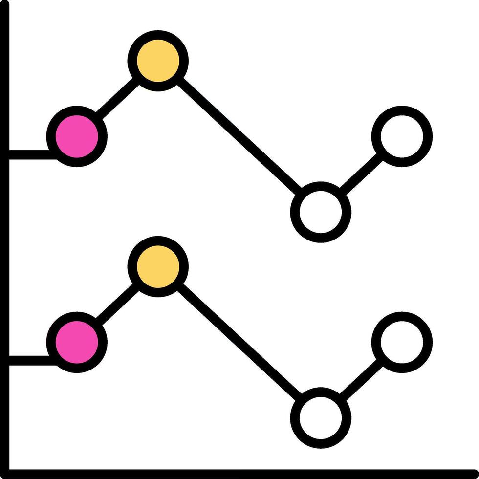 linje Diagram fylld halv skära ikon vektor