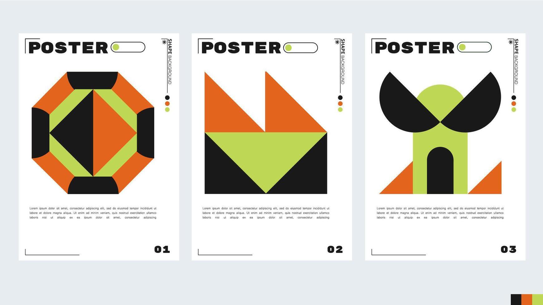 design mall för ett a4 affisch eller baner med en geometrisk och abstrakt tema orange och grön Färg. illustration form. swiss geometri sammansättning konstverk vektor