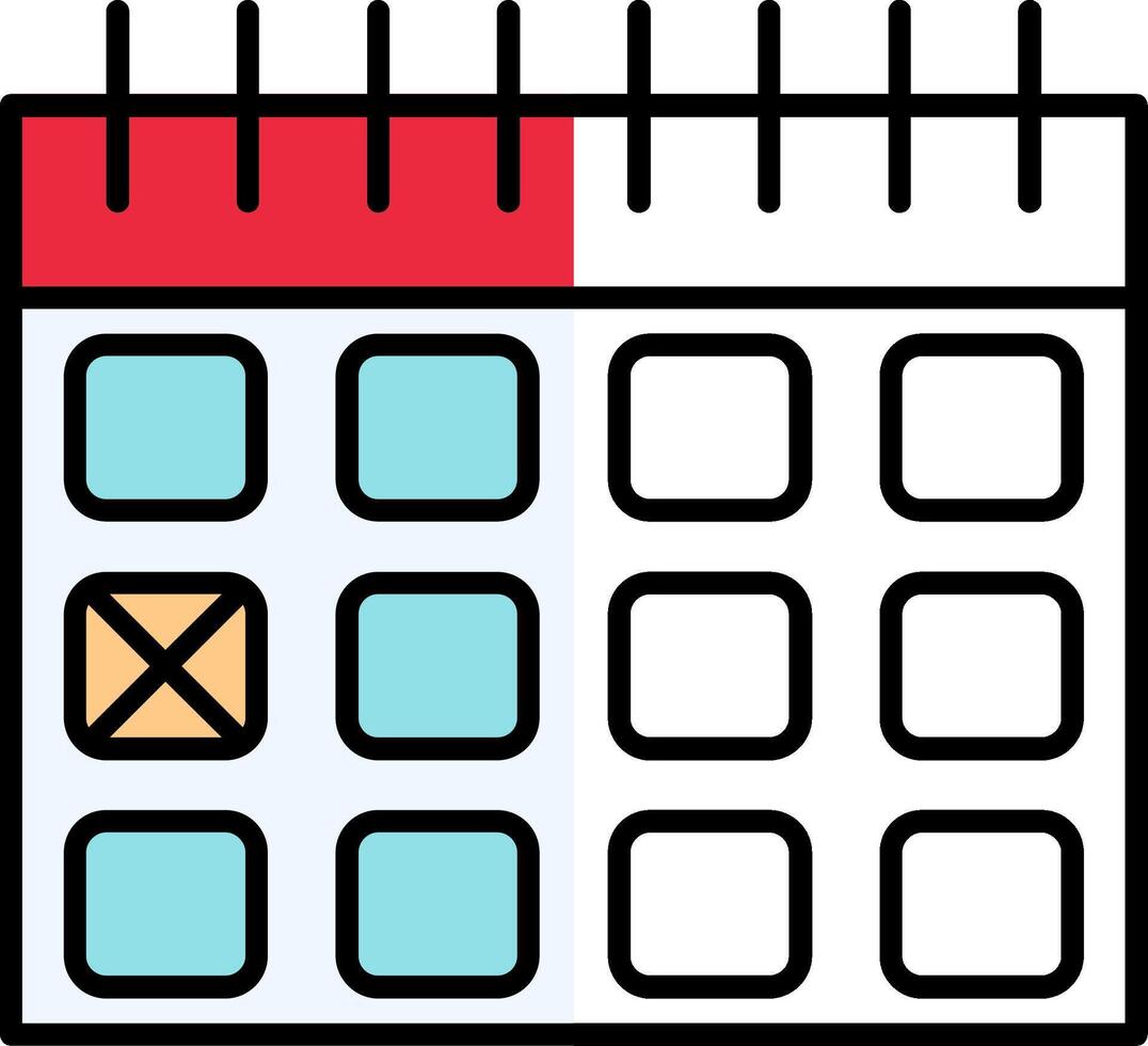 kalender datum fylld halv skära ikon vektor