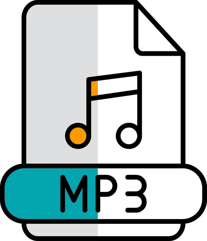 mp3 gefüllt Hälfte Schnitt Symbol vektor