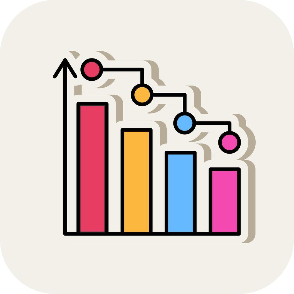 bar Diagram linje fylld vit skugga ikon vektor