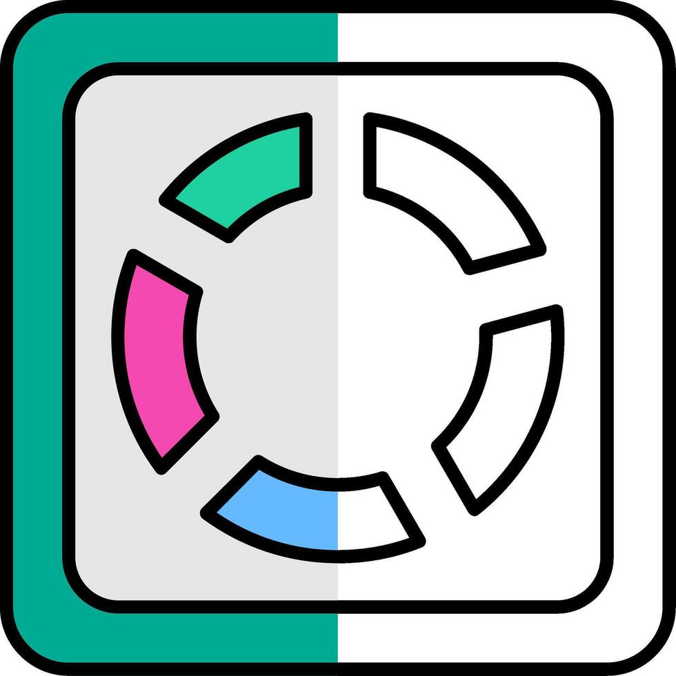 Kuchen Diagramm gefüllt Hälfte Schnitt Symbol vektor