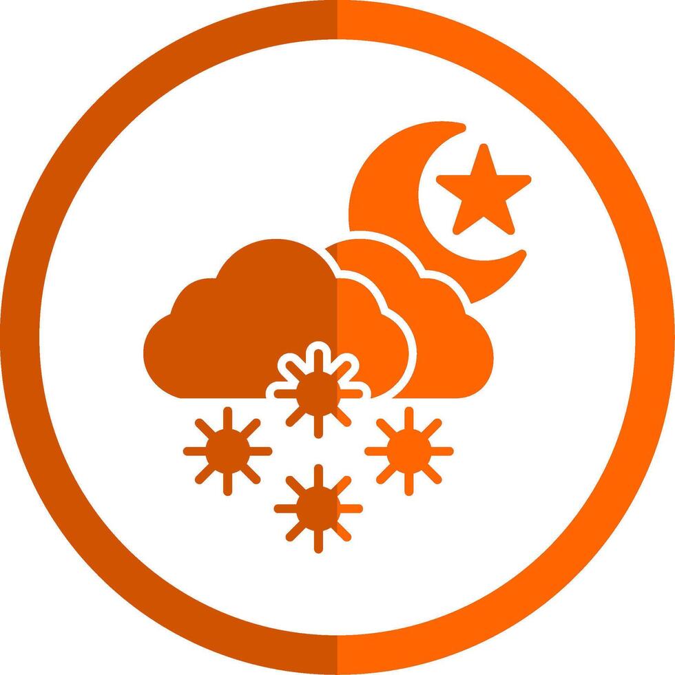 natt snö glyf orange cirkel ikon vektor