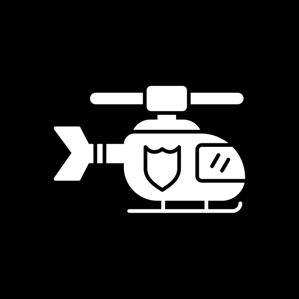 Polizeihubschrauber Glyphe umgekehrtes Symbol vektor