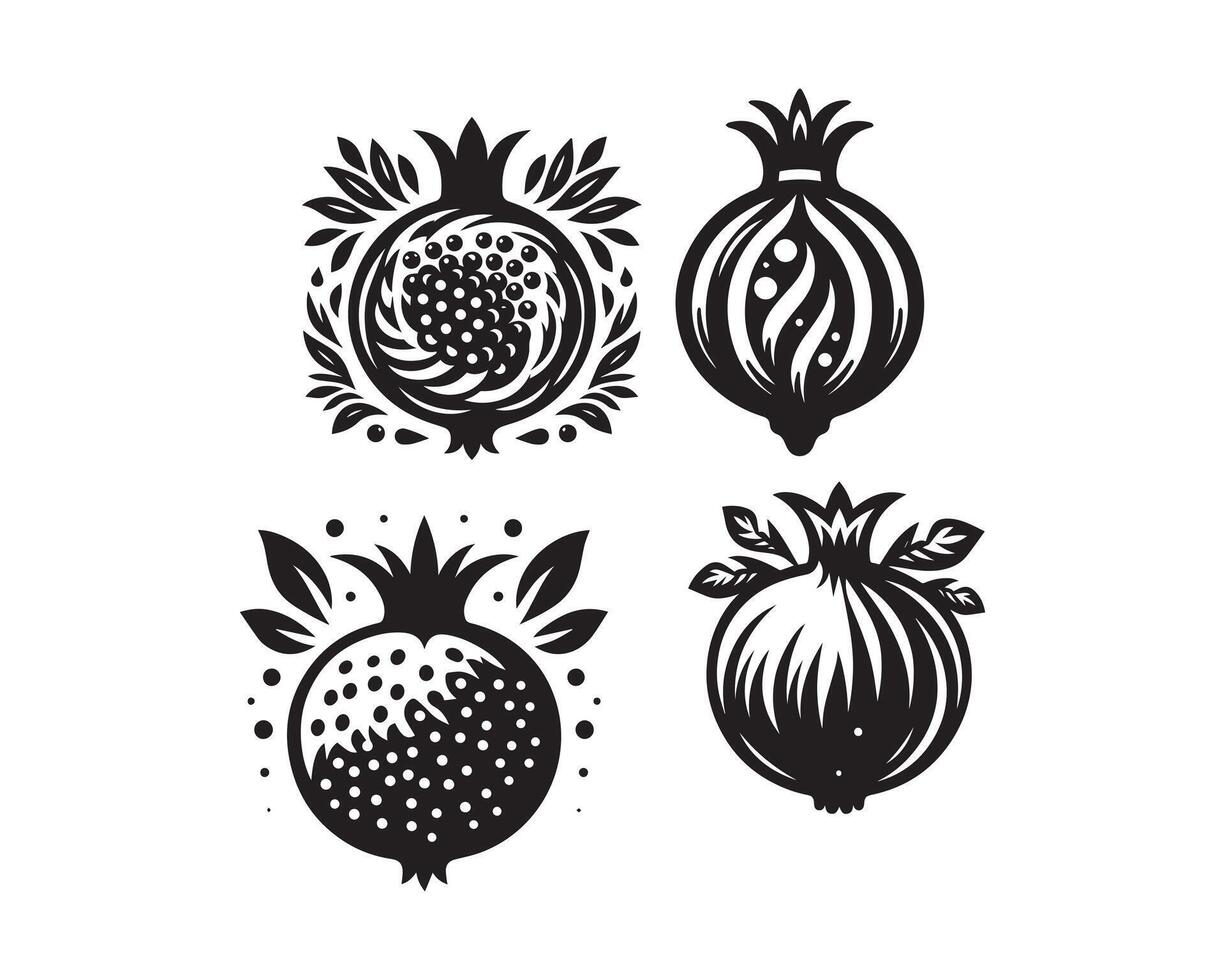 Granatapfel Silhouette Symbol Grafik Logo Design vektor