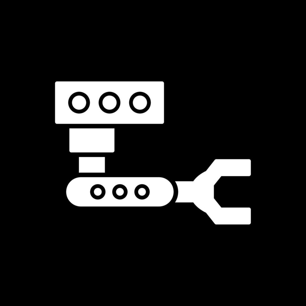 industriell robot glyf omvänd ikon vektor