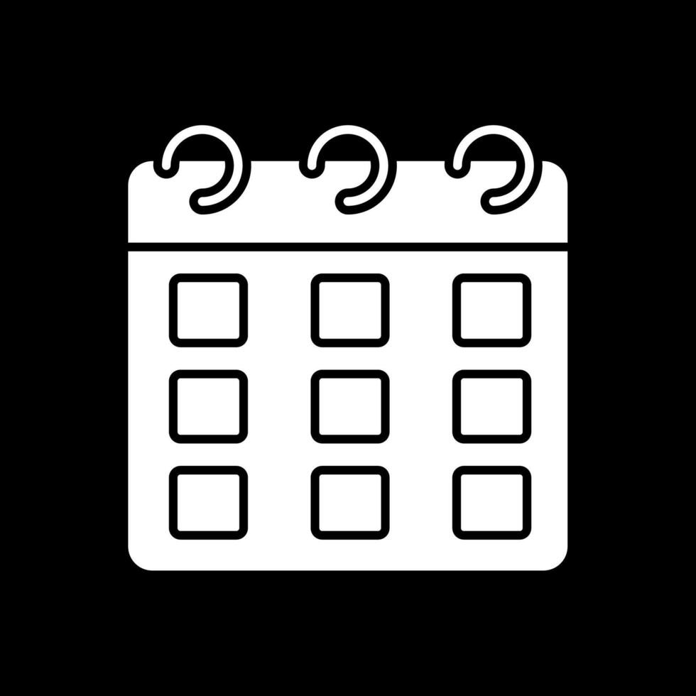 kalender glyf inverterad ikon vektor