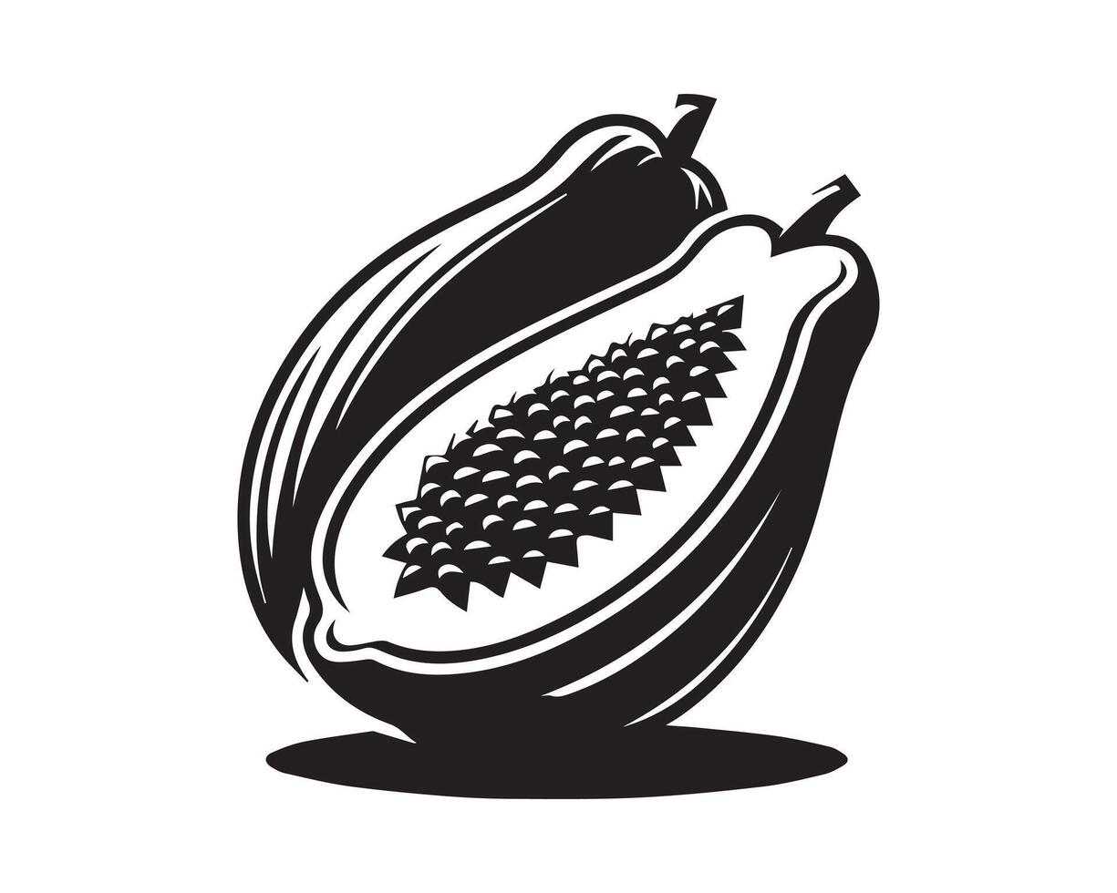 papaya silhuett ikon grafisk logotyp design vektor