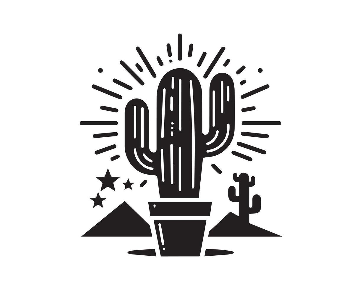 kaktus silhuett ikon grafisk logotyp design vektor