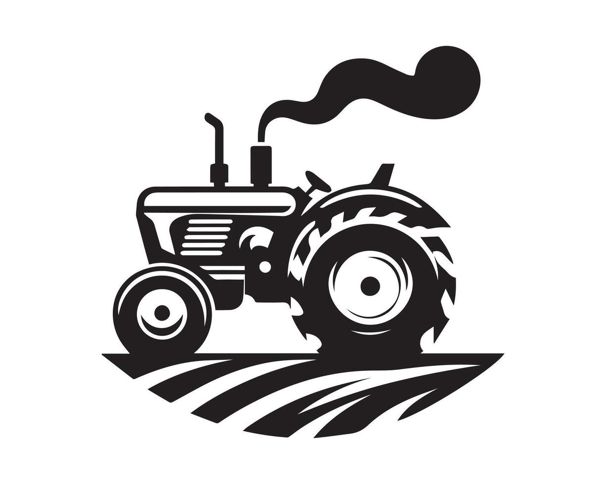 traktor silhuett ikon grafisk logotyp design vektor