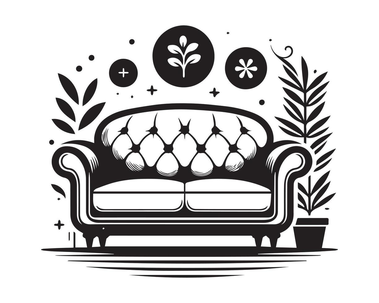 soffa silhuett ikon grafisk logotyp design vektor