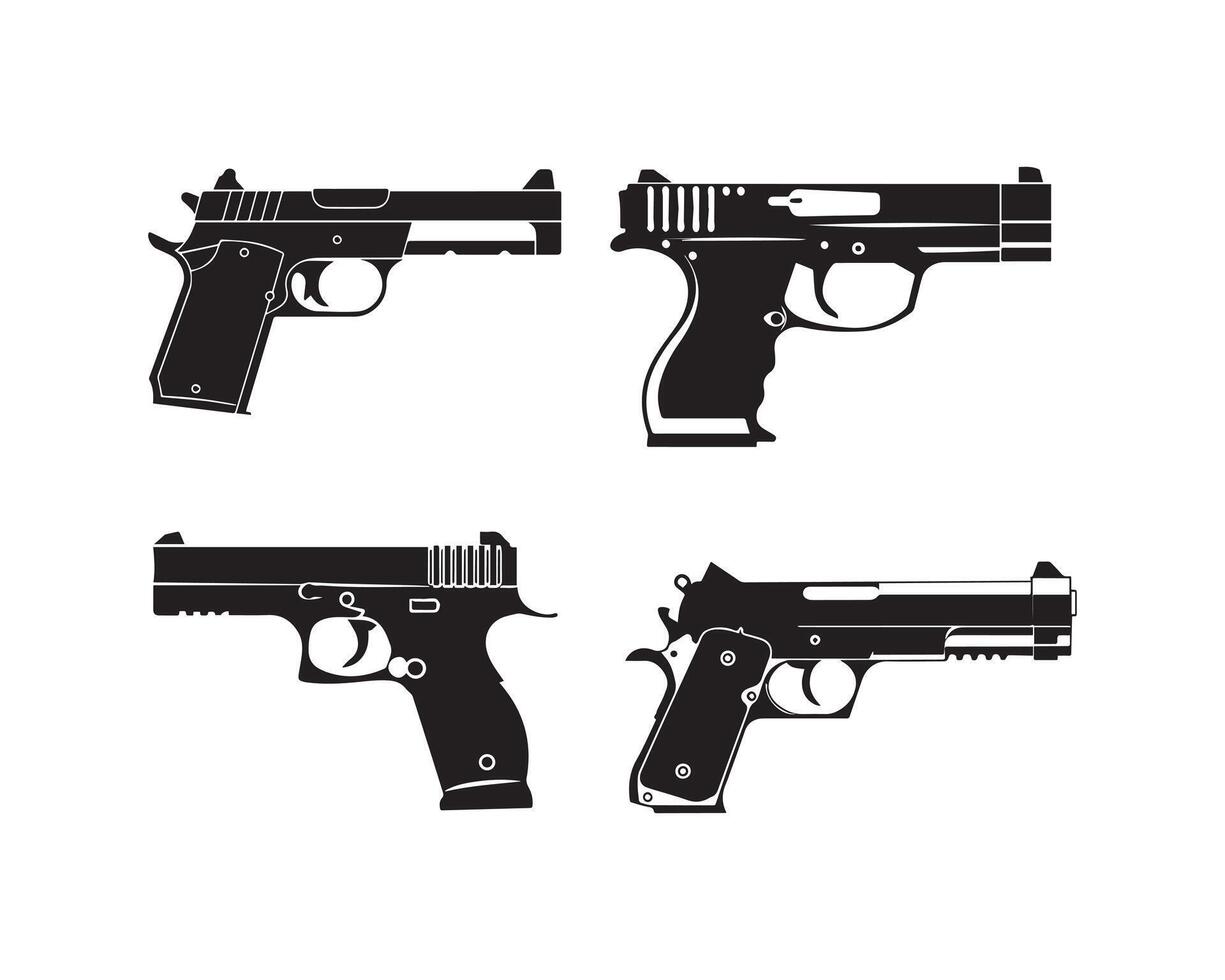 pistol silhuett ikon grafisk logotyp design vektor