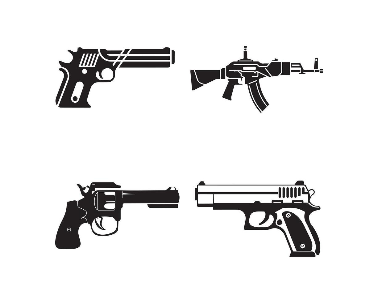 pistol silhuett ikon grafisk logotyp design vektor