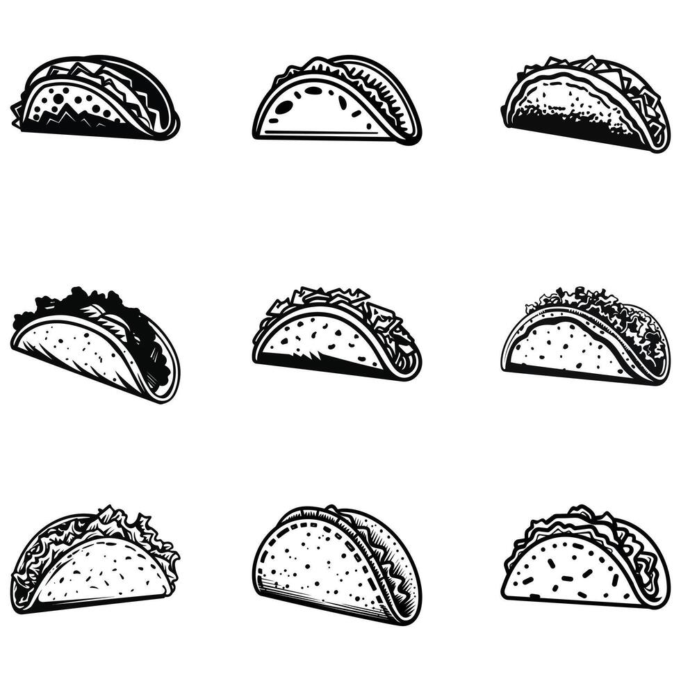 taco tid extravaganza aptitlig silhuetter för din projekt vektor