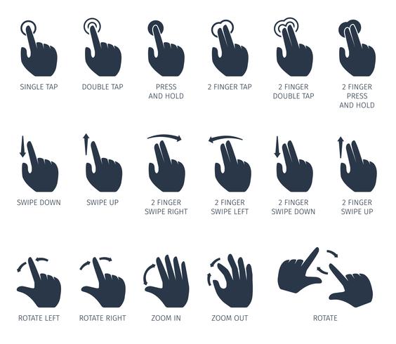 Tryck på gester ikoner vektor