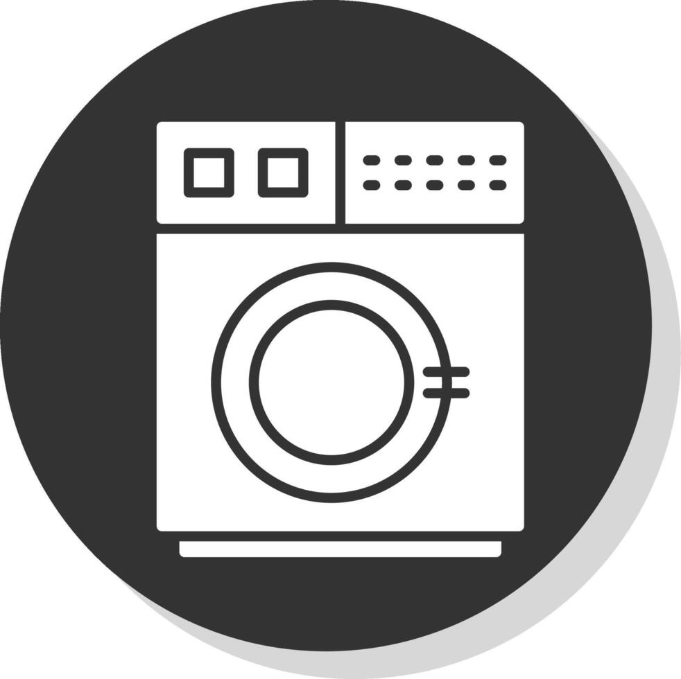 tvättning maskin glyf grå cirkel ikon vektor