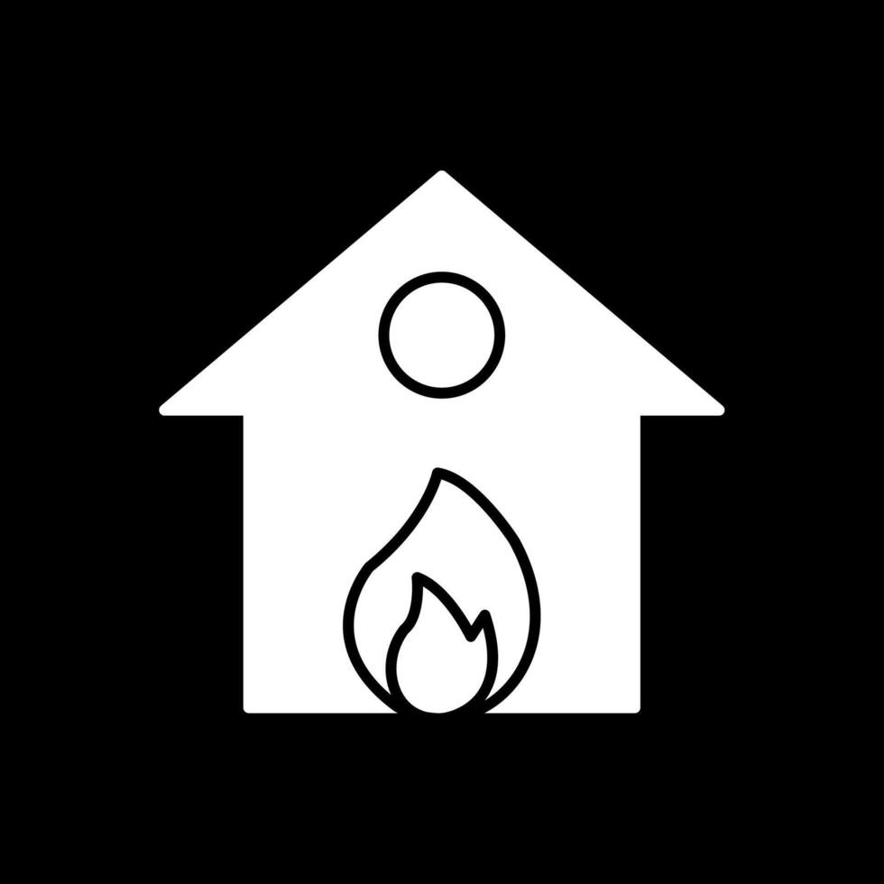 brinnande hus glyf omvänd ikon vektor