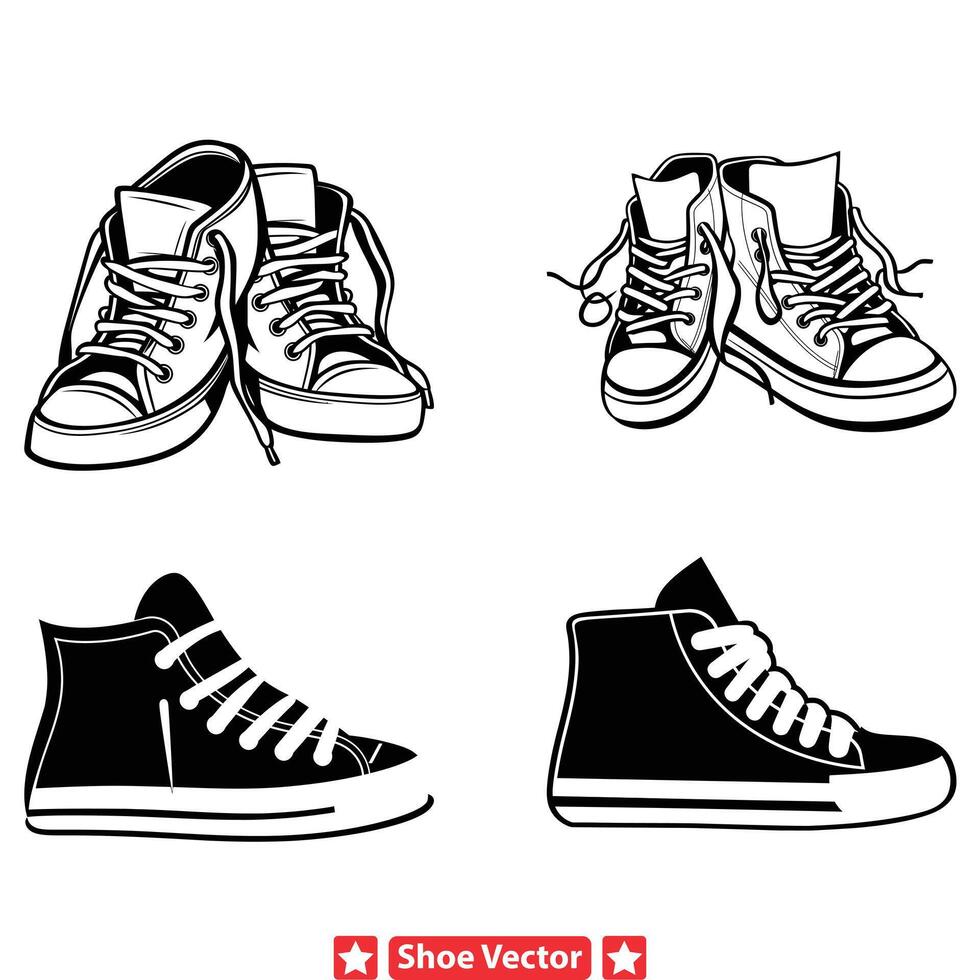 djärv och öga fångst sko illustration packa för digital konst vektor