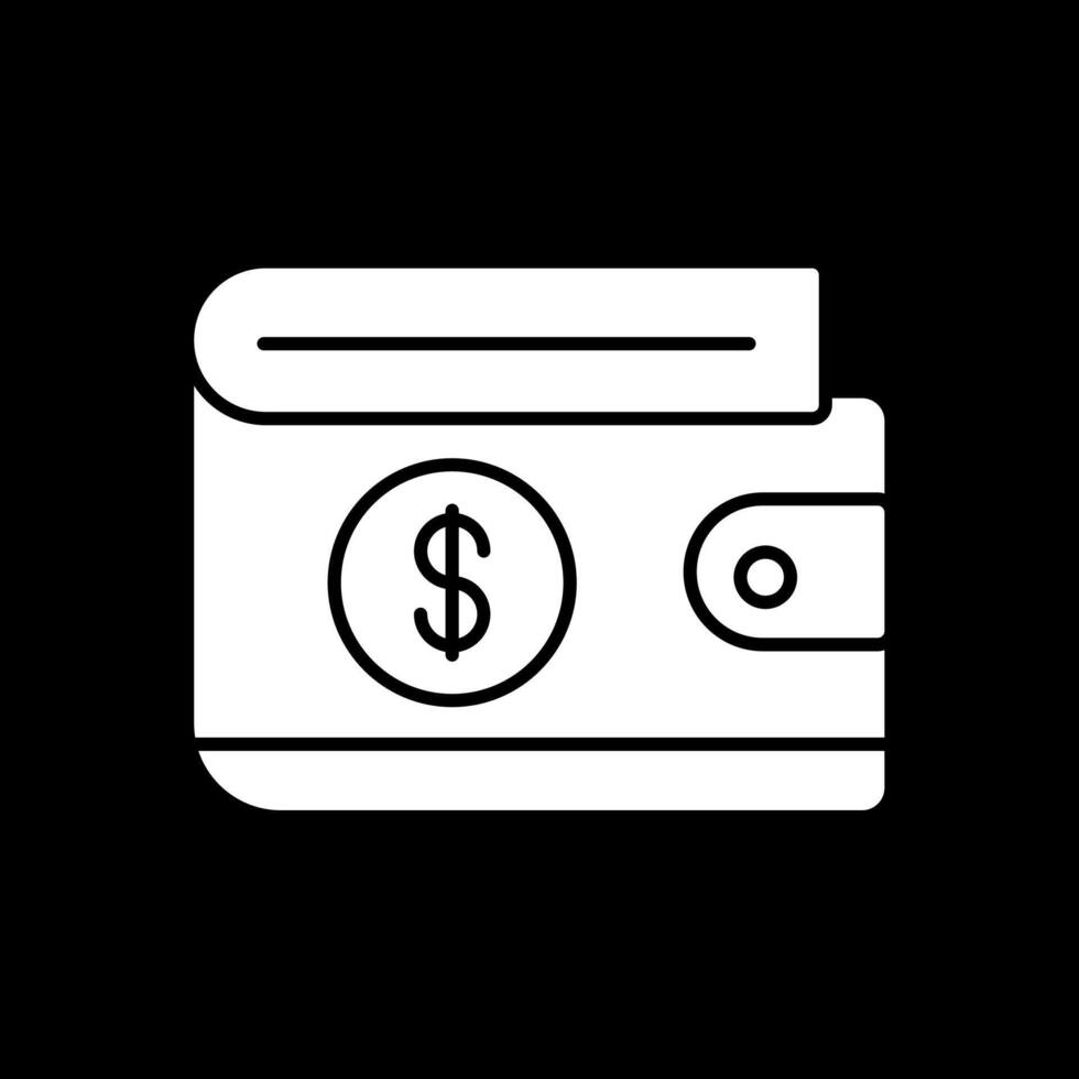 plånbok glyf inverterad ikon vektor