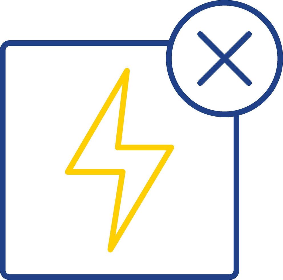 Nein Elektrizität Linie zwei Farbe Symbol vektor