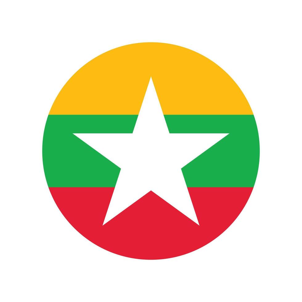 myanmar nationell flagga illustration. myanmar runda flagga. vektor