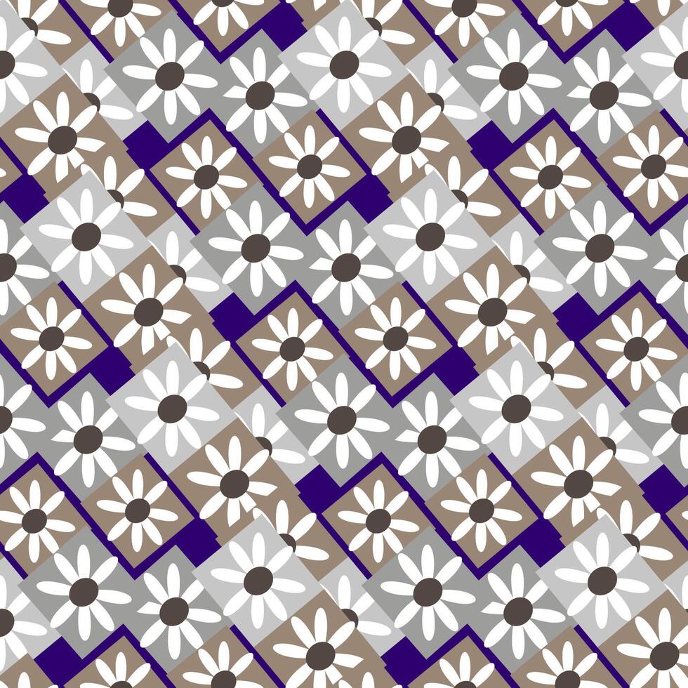 nahtlos Muster von Grafik geometrisch Elemente, Gänseblümchen im Rauten im Kunst Deko Stil. vektor
