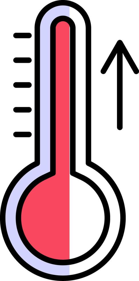 stigande temperatur fylld halv skära ikon vektor