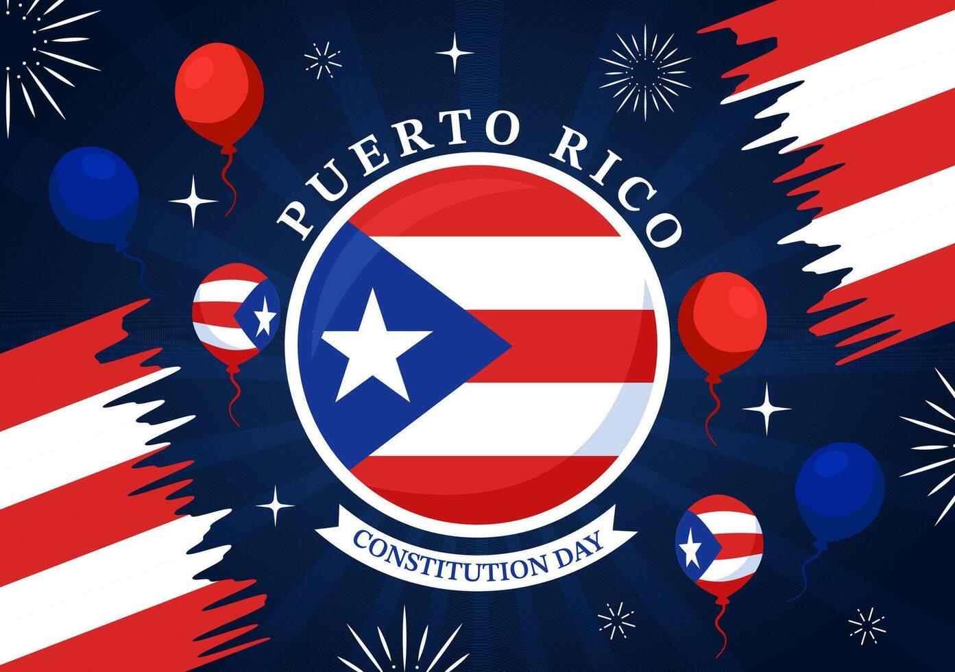 glücklich puerto rico Verfassung Tag Illustration auf 25 Juli mit winken Flagge und Band im National Urlaub eben Karikatur Hintergrund Design vektor