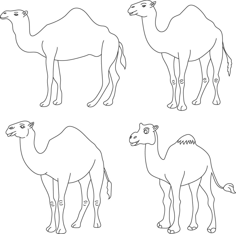 kamel ClipArt uppsättning. tecknad serie vild djur ClipArt uppsättning för älskande av vilda djur och växter vektor