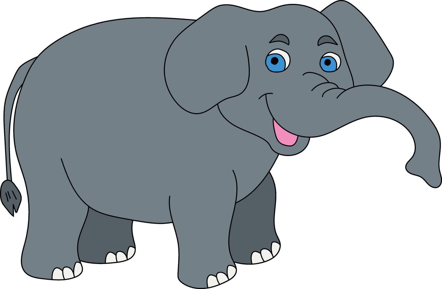 färgrik elefant ClipArt. klotter djur ClipArt. tecknad serie vild djur ClipArt för älskande av vilda djur och växter vektor