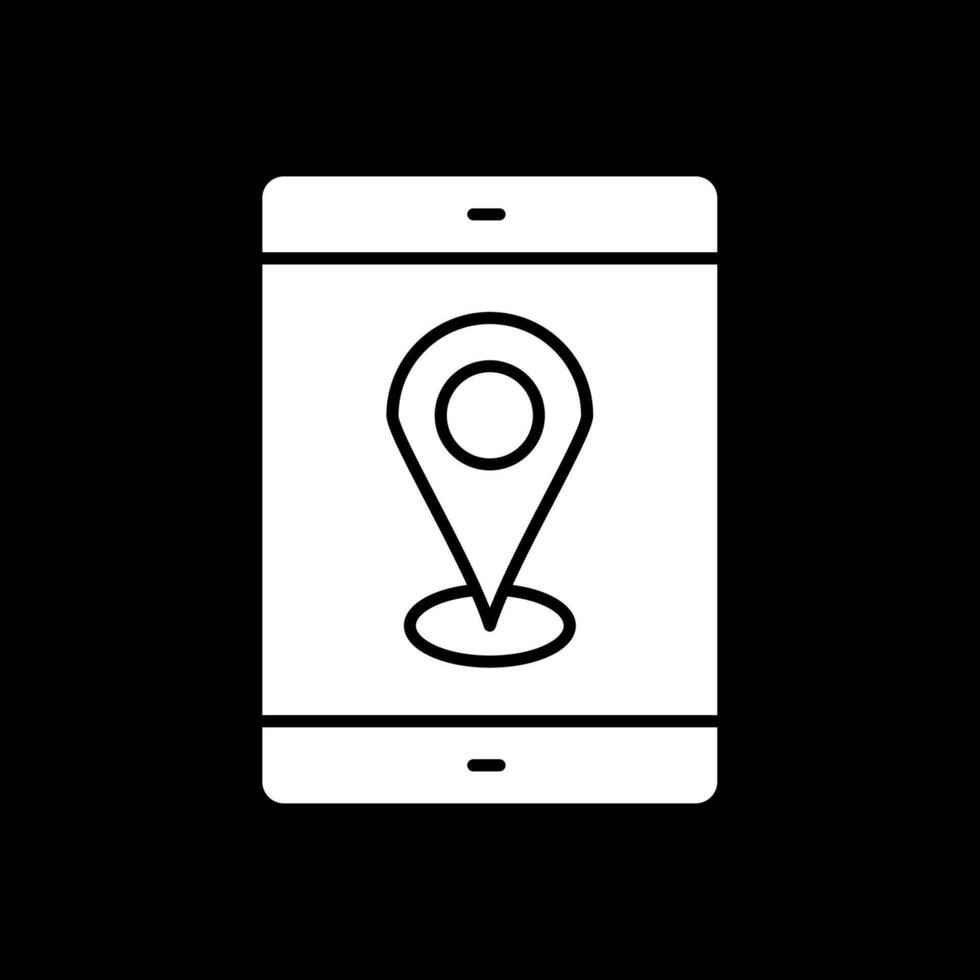 Handy, Mobiltelefon Geographisches Positionierungs System Glyphe invertiert Symbol vektor